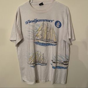 Vintage Graphic Tee, Windjammer, Size XL, Made In USA, White